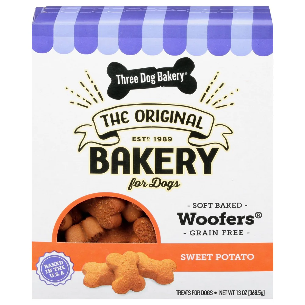 Three Dog Bakery Grain Free Wafers Sweet Potato Dry Chewy Dog Treats 13oz - Image 1
