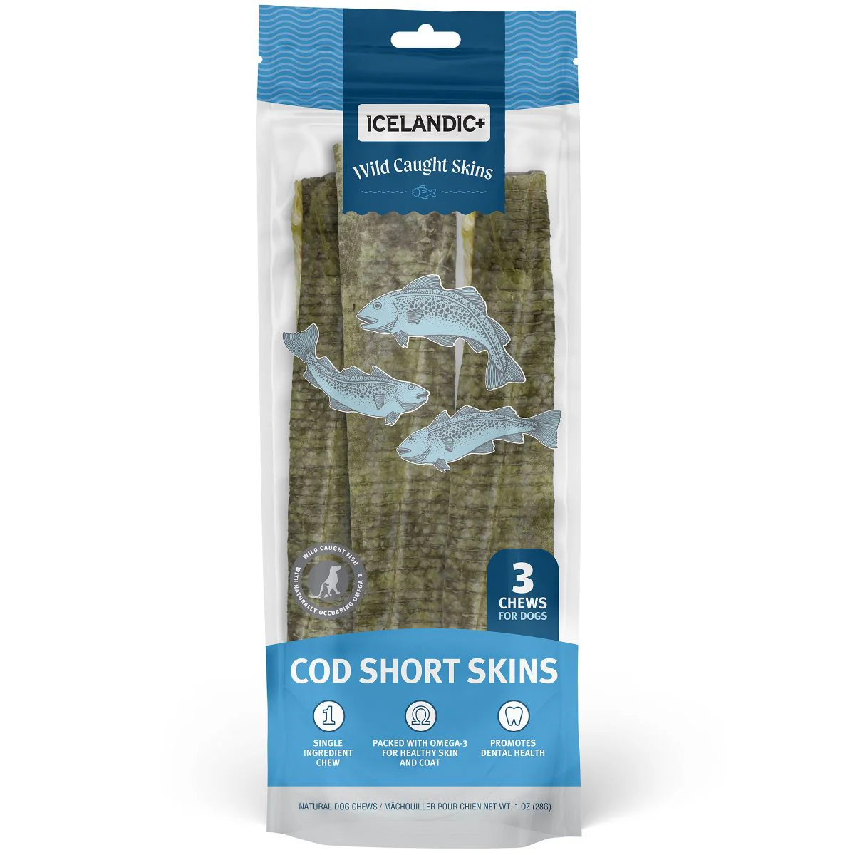 Icelandic+ Cod Short Skins Dog Chew 3pk - Image 1