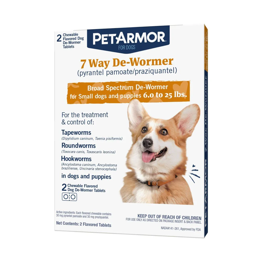 PetArmor 7 Way De-Wormer for Puppies & Small Dogs 2 Chewable Tabs - Image 1