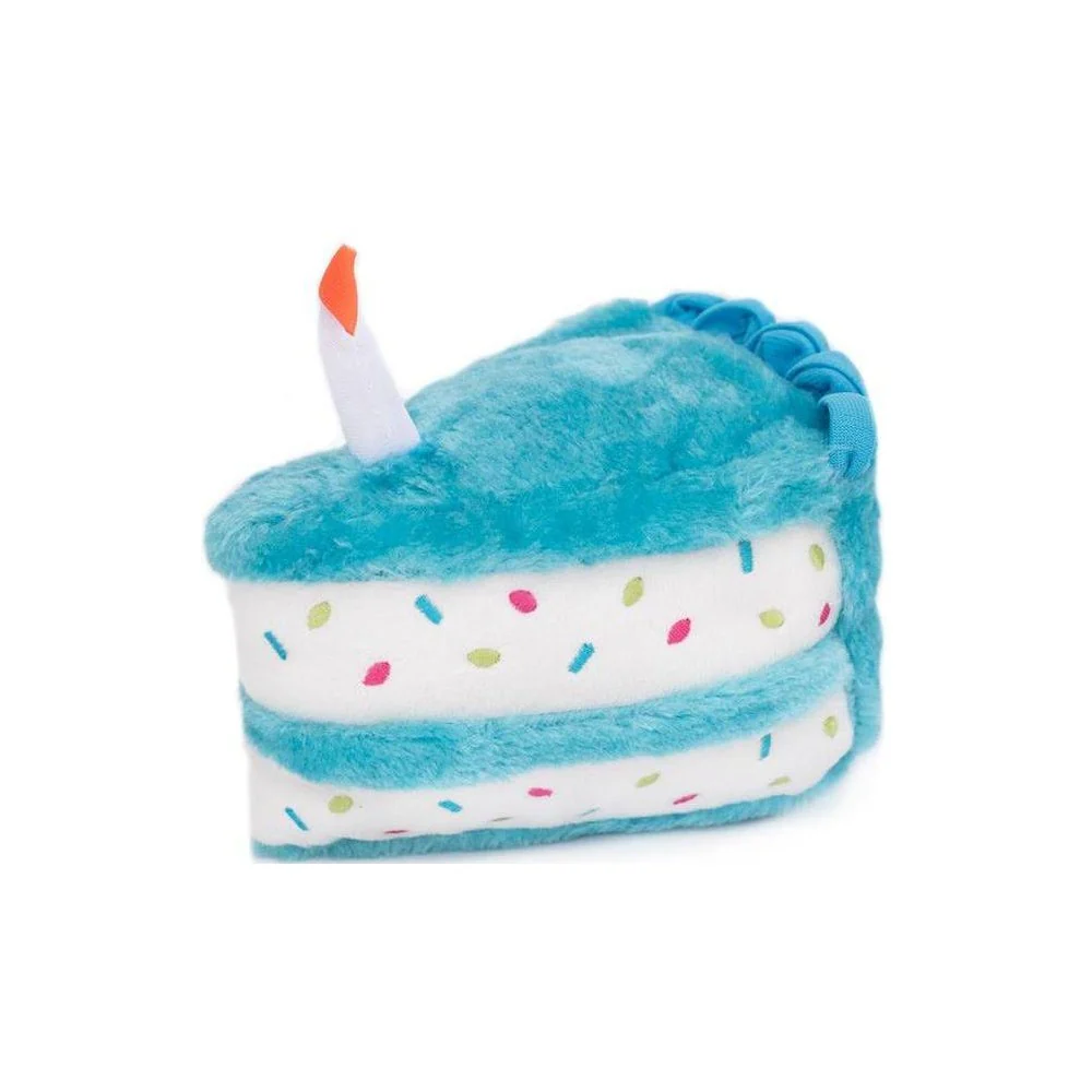ZippyPaws Plush Birthday Cake Dog Toy - Blue - One Size - Image 1