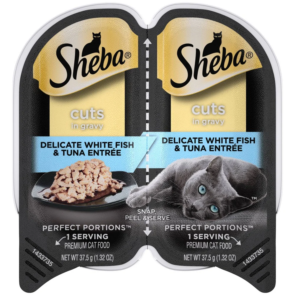 SHEBA Wet Cat Food Cuts in Gravy Delicate White Fish & Tuna Entree - Image 1