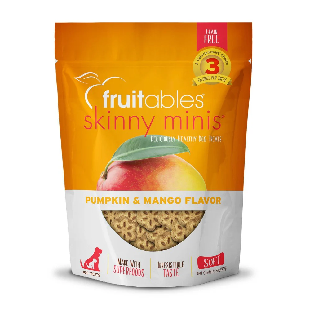 Fruitables Skinny Minis Pumpkin and Mango Flavor Healthy Low Calorie Dog Treats  5 Ounces - Image 1