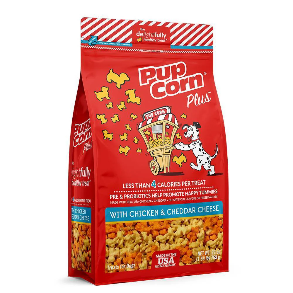 Pup Corn Plus Chicken & Cheddar Dog Treat - 27oz - Image 1