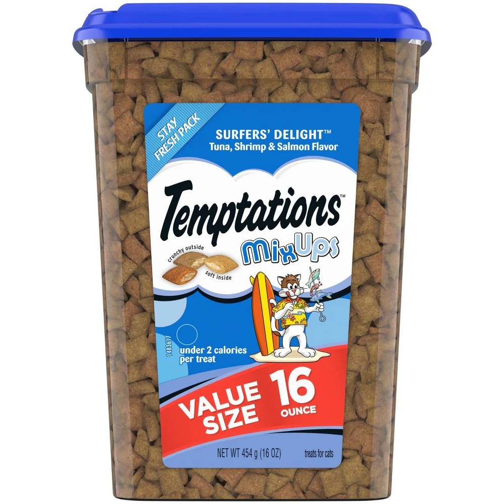 Temptations MixUps Salmon  Tuna & Shrimp Flavor Crunchy & Soft Treat for Cat  16 oz. - Image 1