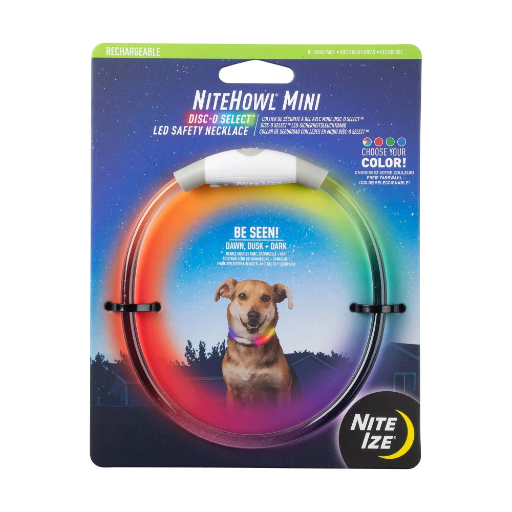 NiteHowl Mini Rechargeable LED Safety Dog Collar - Disc-O Select - Image 1