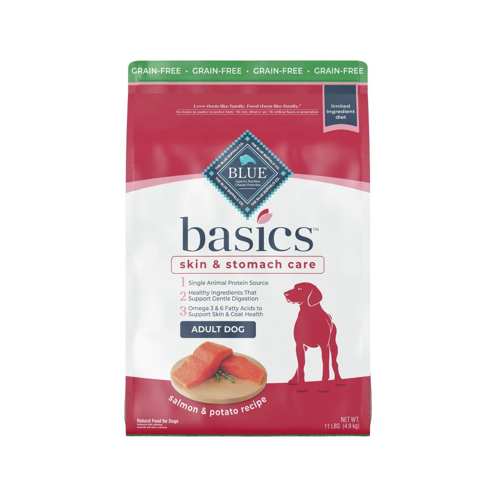 Blue Buffalo Basics Skin & Stomach Care Grain Free Natural Salmon & Potato Recipe Adult Dry Dog Food - 11lbs - Image 1