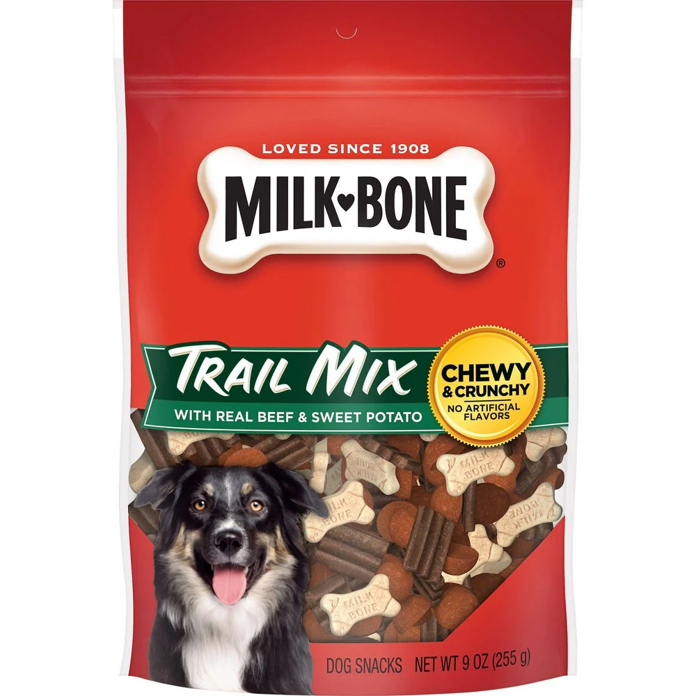 Milk-Bone Treats Bone Trail Mix Beef & Sweet Potato Dog Treats 9oz - Image 1