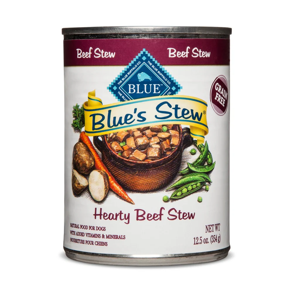 Blue Buffalo Blue s Stew Beef In Gravy Wet Dog Food for Adult Dogs  Grain-Free  12.5 oz. Can - Image 1