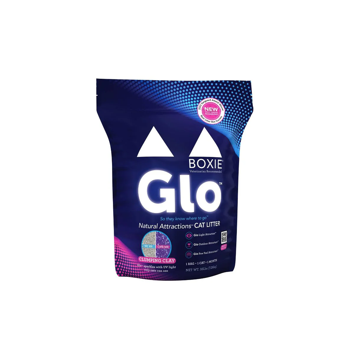Boxiecat Glo Light Attractant Unscented Clay Cat Litter 16lb - Image 1