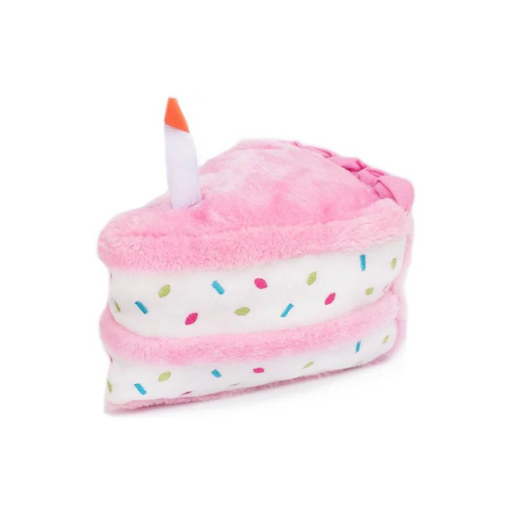 ZippyPaws Birthday Cake Plush Dog Toy - Pink - One Size - Image 1