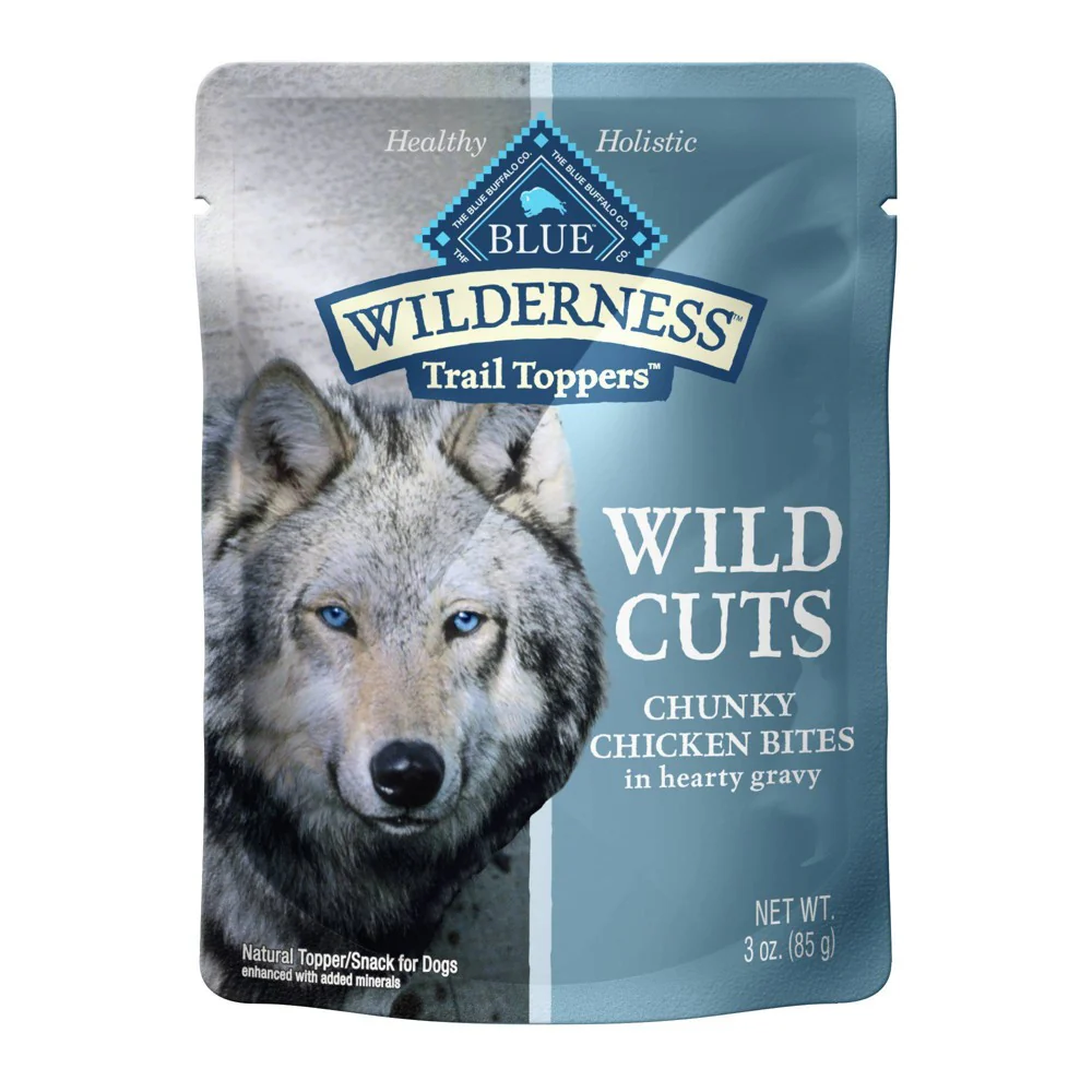 Blue Buffalo Wilderness Grain Free Wild Cuts Wet Dog Food Topper Chunky Chicken Bites - 3oz - Image 1