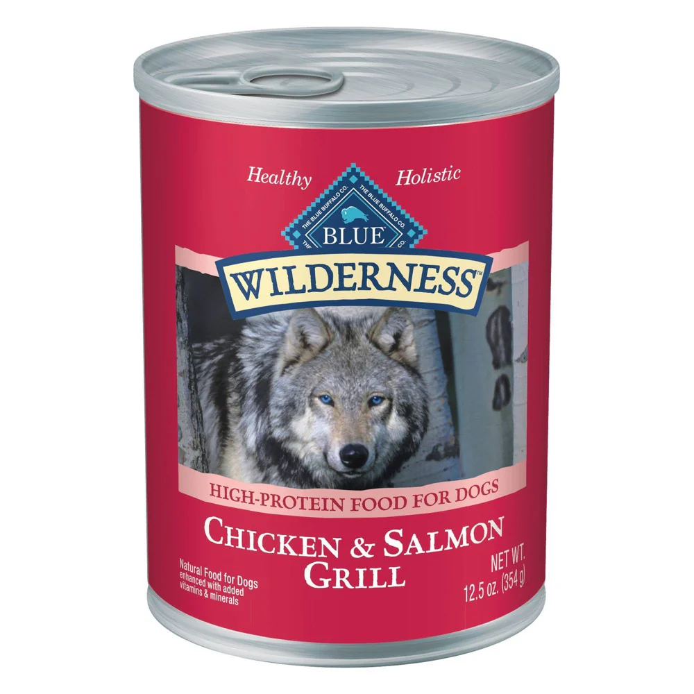 Blue Buffalo Wilderness High Protein Salmon and Chicken Wet Dog Food for Adult Dogs  Grain-Free  12.5 oz. Can - Image 1