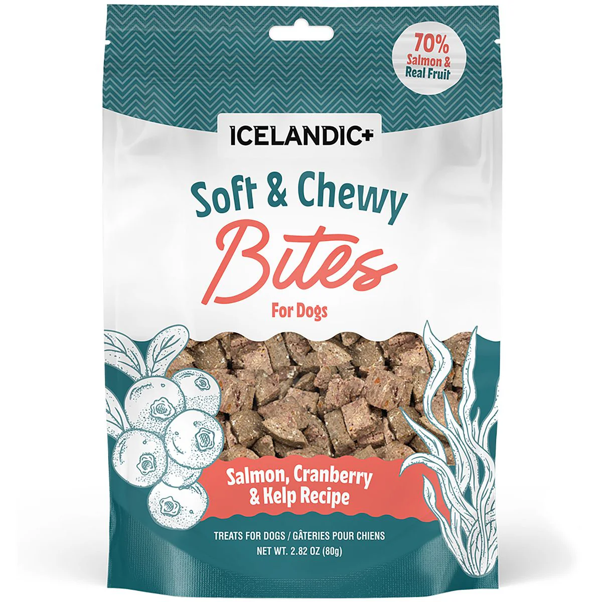 Icelandic+ Dog Treat Soft & Chewy Bites Salmon Cranberry & Kelp 2.82oz - Image 1
