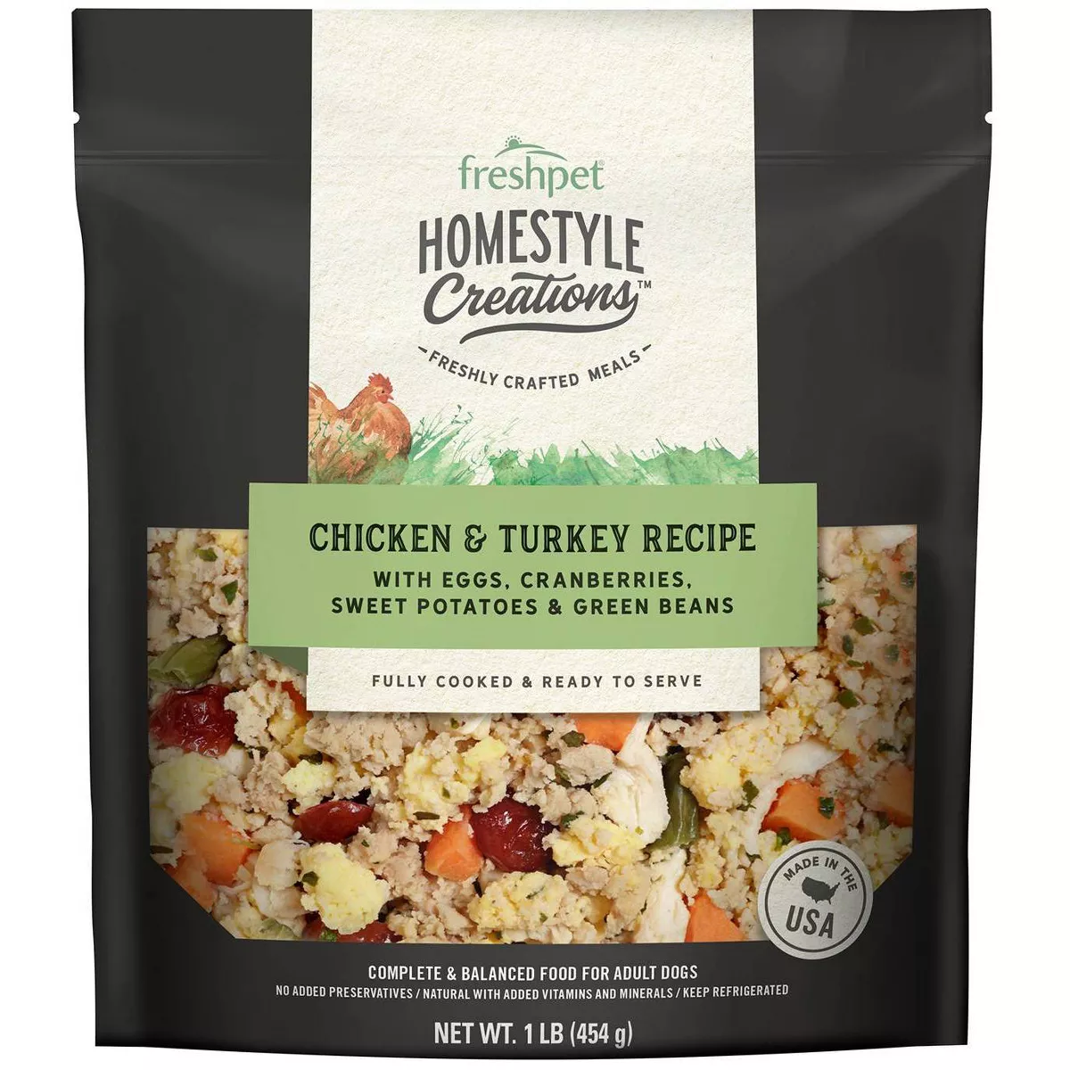 Freshpet Homestyle Creations Chopped Chicken and Turkey with Vegetables Entree Wet Dog Food 1lb - Image 1