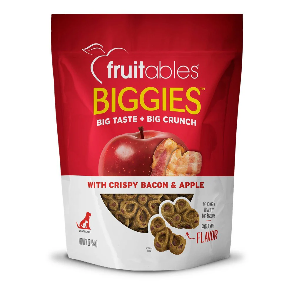 Fruitables Biggies Crispy Bacon & Apple Crunchy Dog Treats - 16oz - Image 1