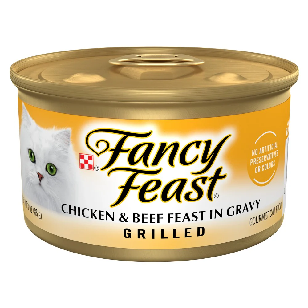 Purina Fancy Feast Grilled Gourmet Wet Cat Food Chicken & Beef Feast In Gravy - 3oz - Image 1