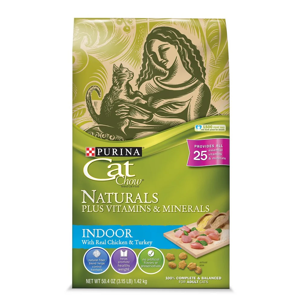 Purina Cat Chow Naturals  Dry Indoor Cat Food With Added Vitamins  Minerals and Nutrients  3.15 lb. Bag - Image 1