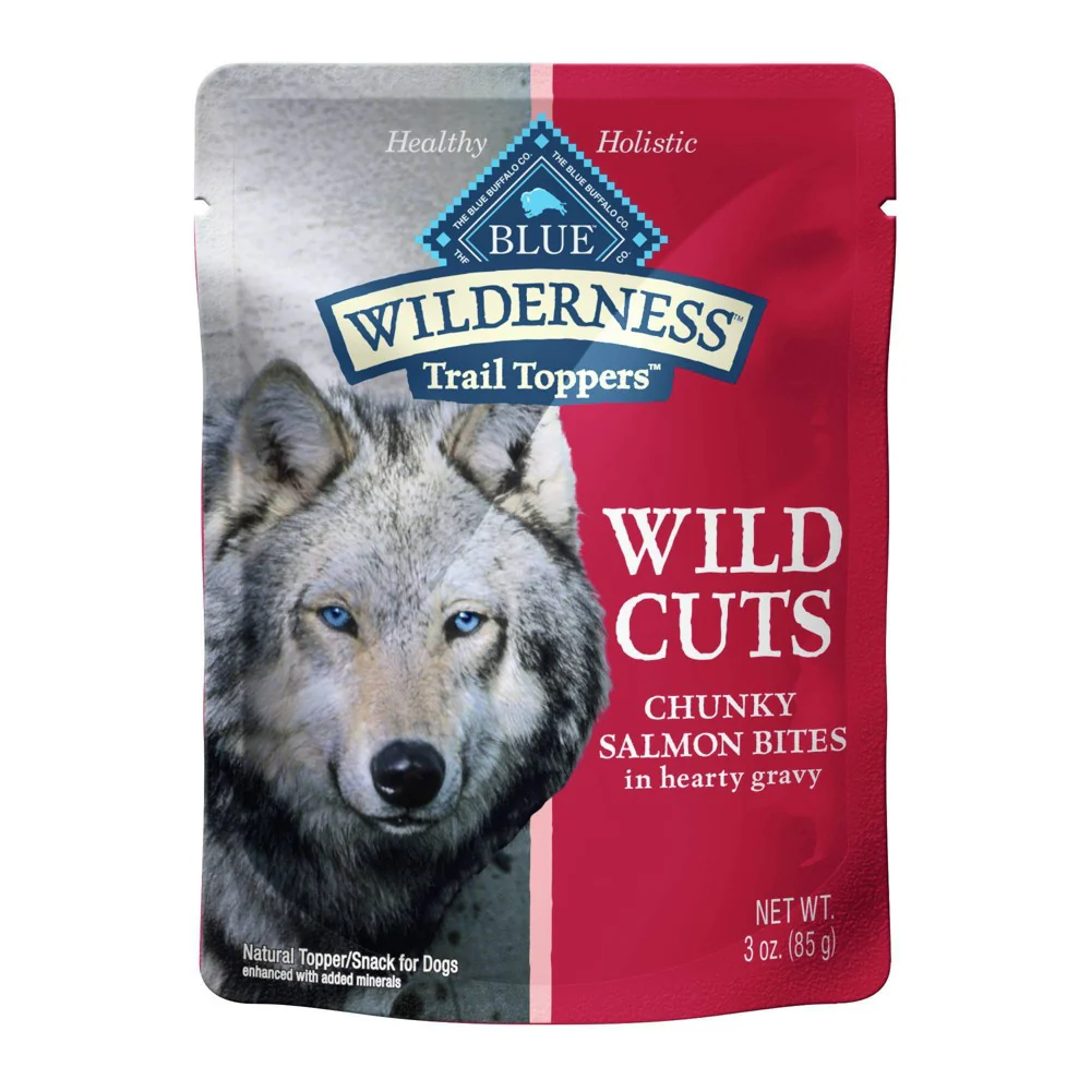 Blue Buffalo Wilderness Trail Toppers Wild Cuts High Protein Chunky Salmon Bites In Gravy Wet Dog Food  Grain-Free  3 oz. Pouch - Image 1