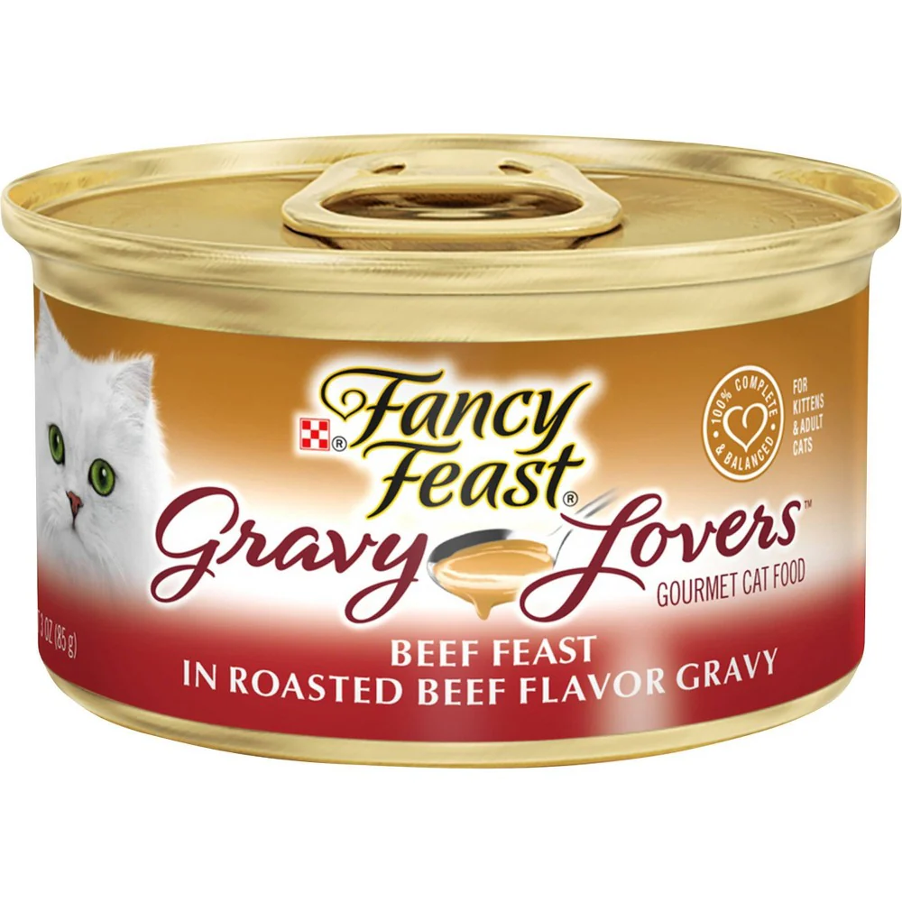 Fancy Feast Gravy Wet Cat Food  Gravy Lovers Beef Feast in Roasted Beef Flavor Gravy  3 oz. Can - Image 1