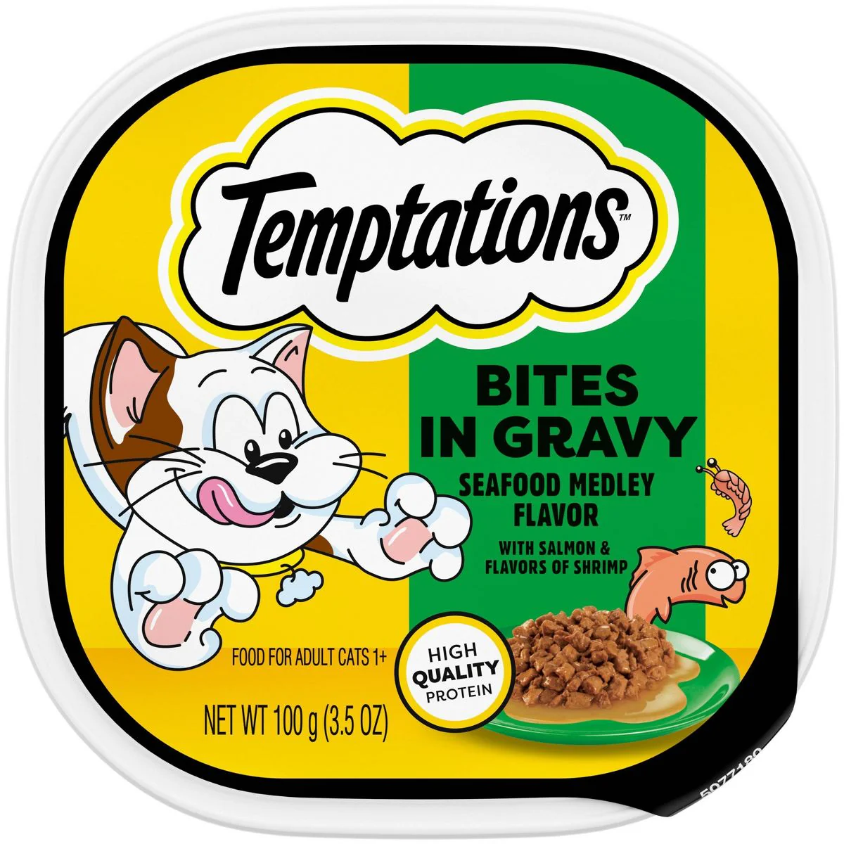 emptations Bites in Gravy Shrimp, Salmon and Seafood Flavor Wet Cat Food - 3.5oz - Image 1