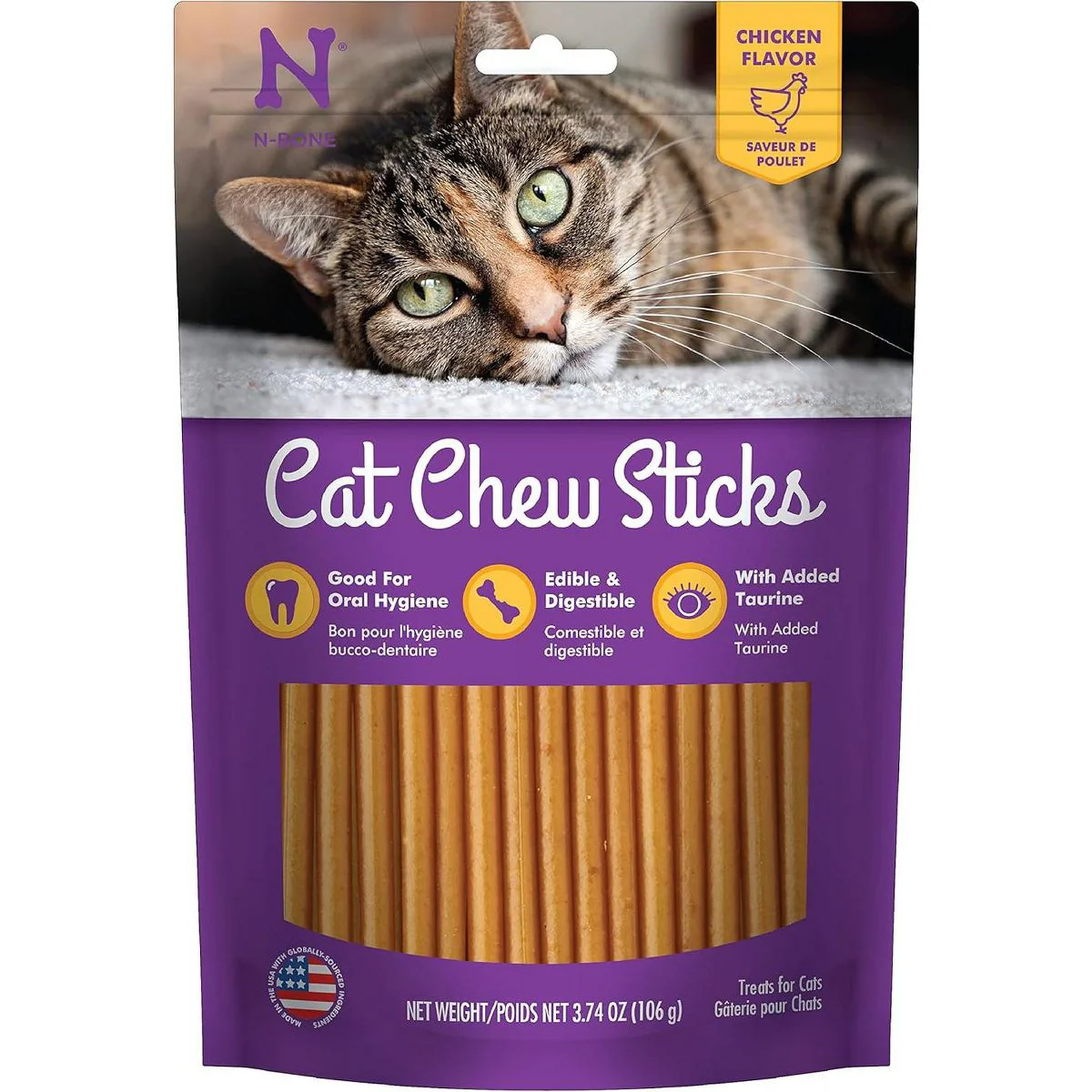 N-Bone Cat Chew Sticks Treats Chicken Flavor 3.74oz - Image 1