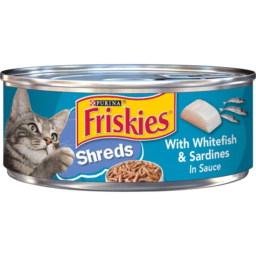 Friskies Wet Cat Food  Shreds With Whitefish & Sardines in Sauce  5.5 oz. Can - Image 1