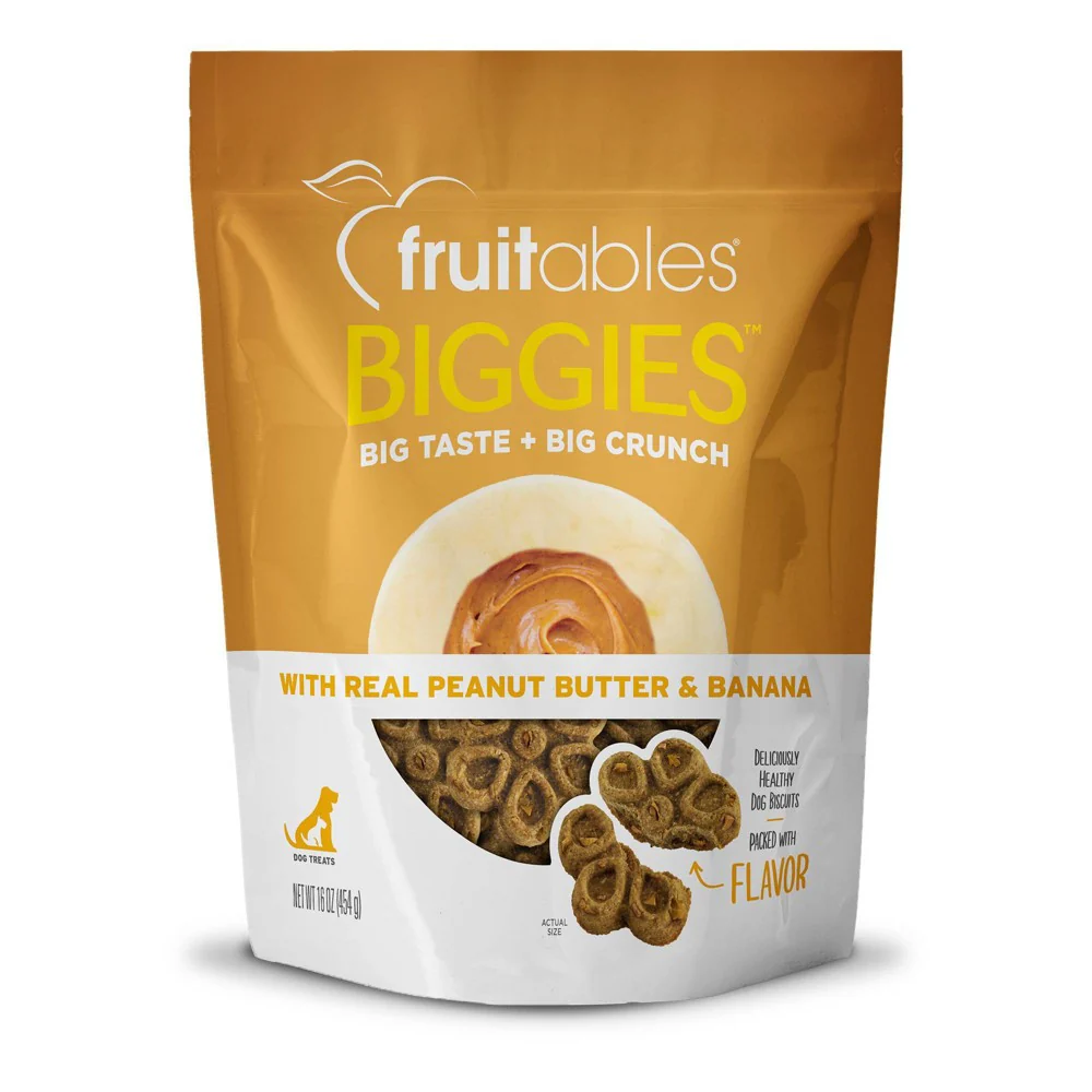 Fruitables Biggies Peanut Butter & Banana Crunchy Dog Treats - 16oz - Image 1