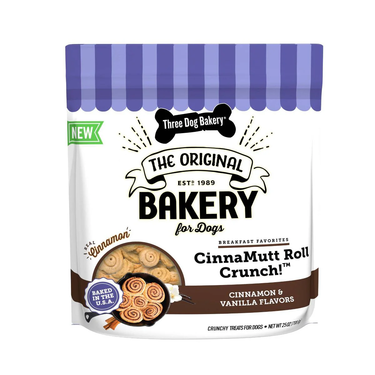 Three Dog Bakery Cinnamon Roll Dog Treat 25oz - Image 1