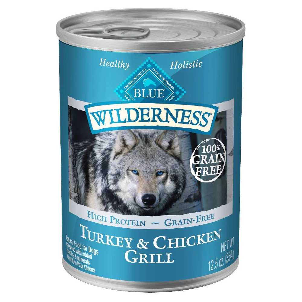 Blue Buffalo Wilderness High Protein Turkey and Chicken Wet Dog Food for Adult Dogs  Grain-Free  12.5 oz. Can - Image 1