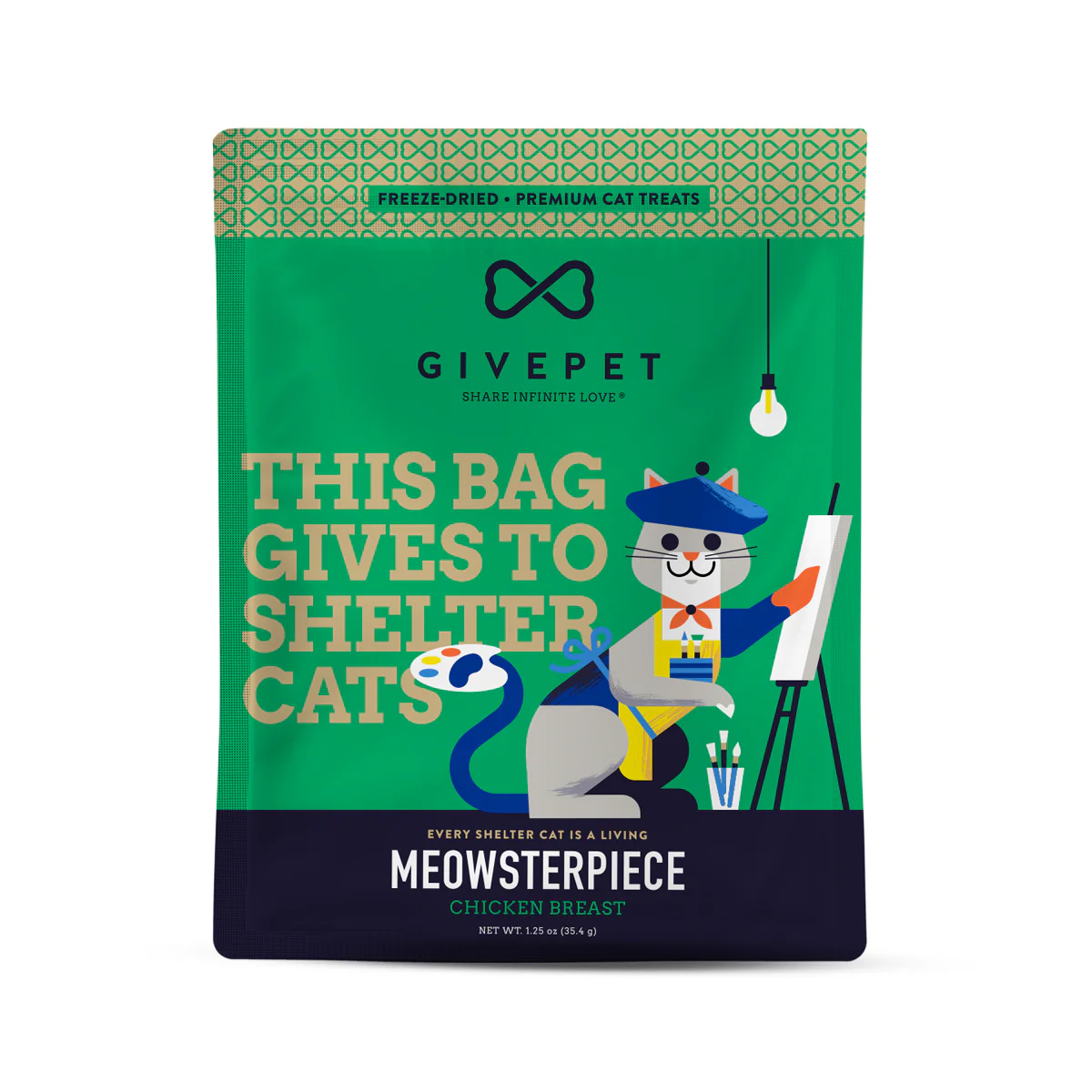 GivePet Freeze Dried Cat Treats, Meowsterpiece Chicken Breast, 1.25oz Bag - Image 1