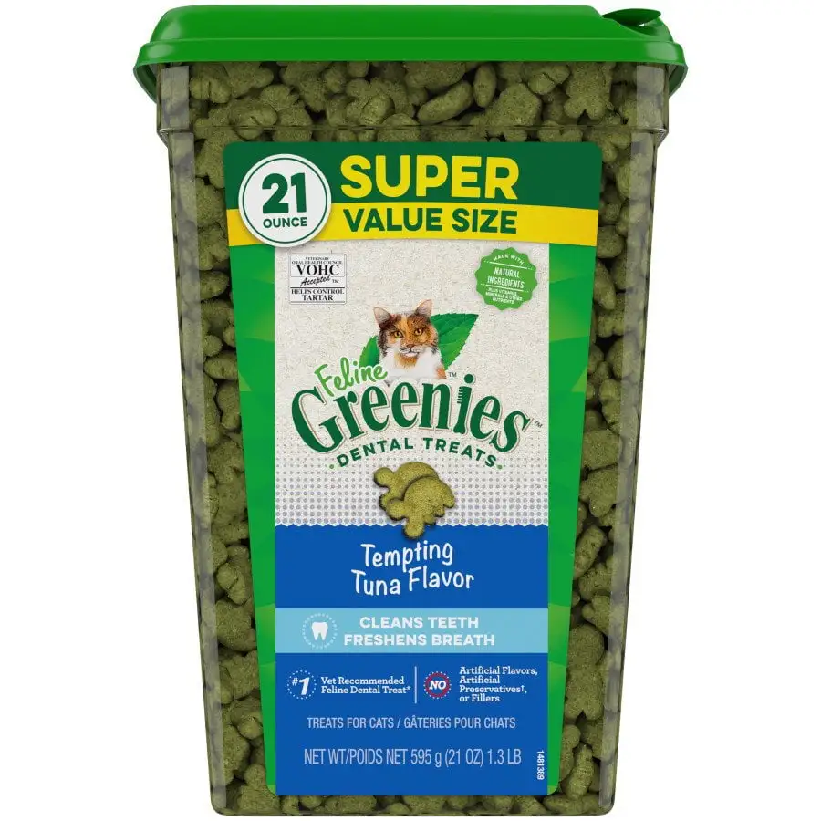 Feline Greenies Adult Cat Dental Treats Tempting Tuna 21oz - Image 1