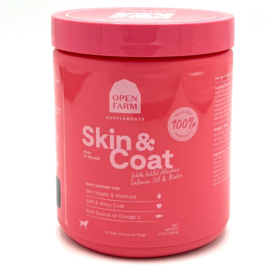 Open Farm Dog Suppliment Skin & Coat Chew 90ct - Image 1