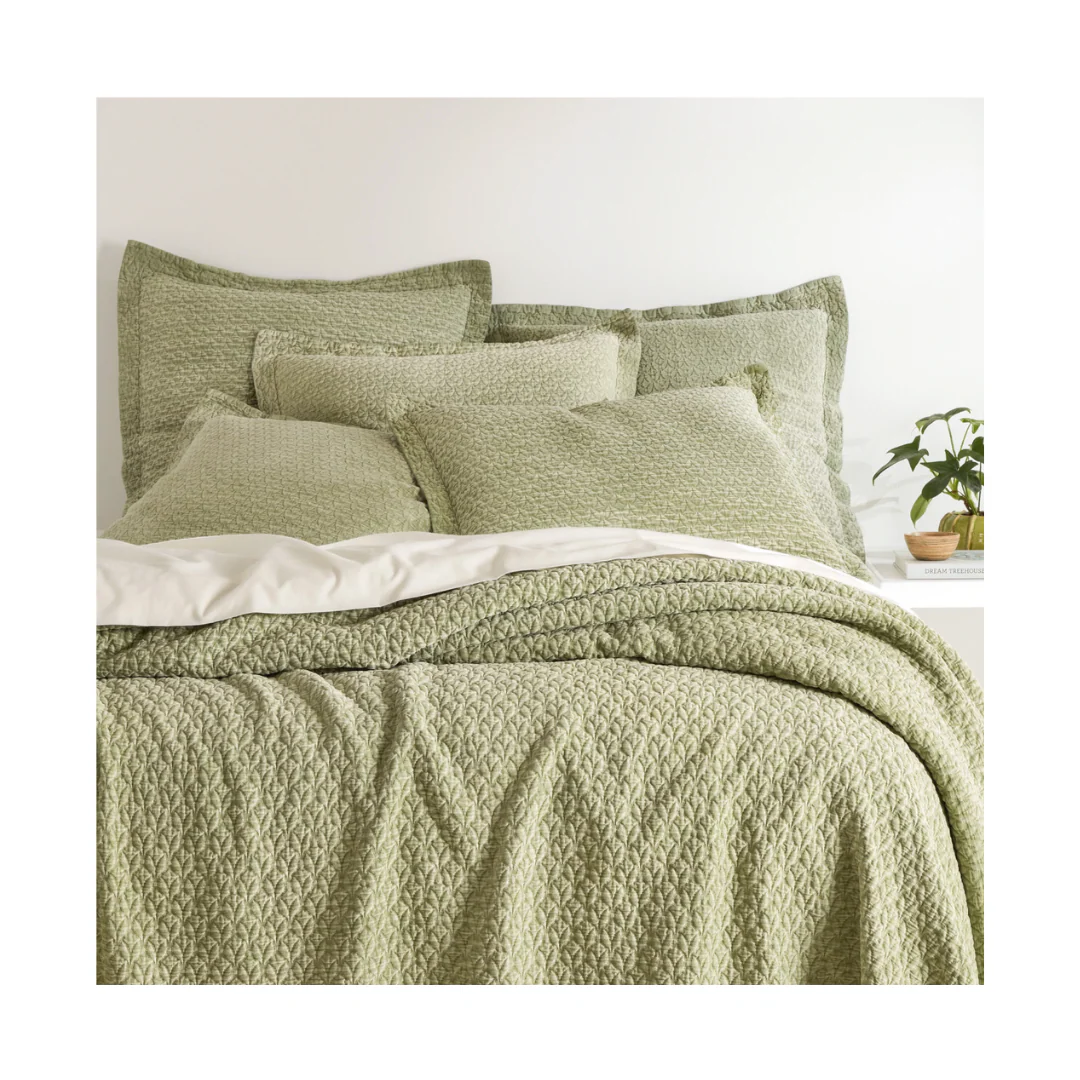 Naia Matelassé Coverlet, Sage