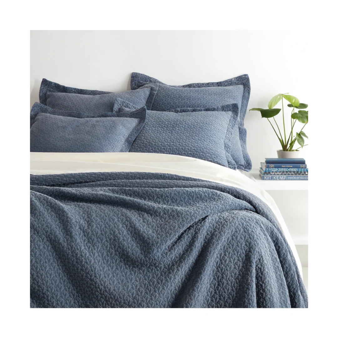 Naia Matelassé Coverlet, Indigo