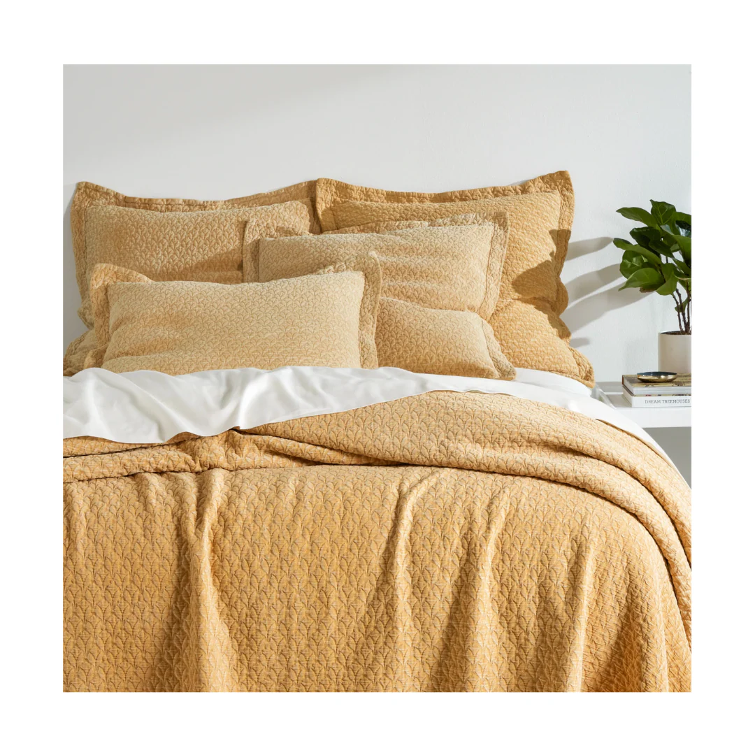Naia Matelassé Coverlet, Ochre - Image 2