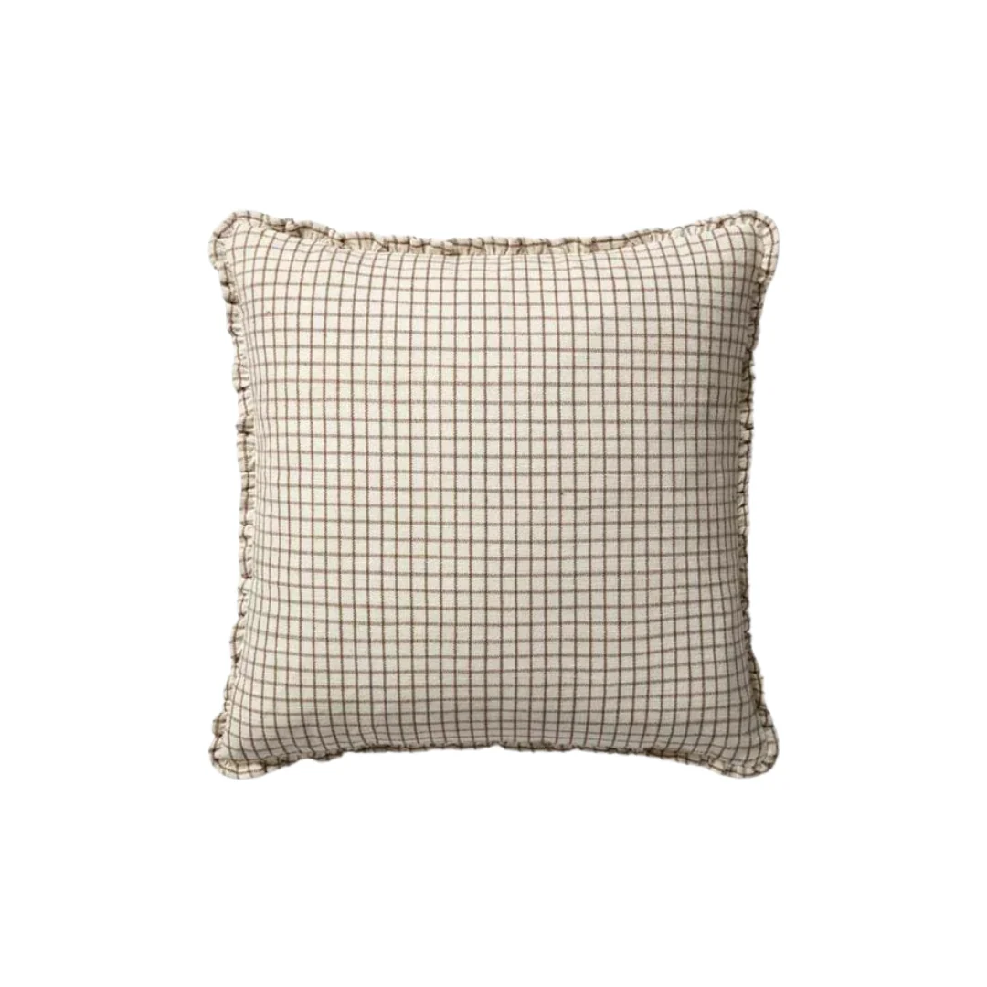 Chris Loves Julia, Dinah Ruffle Ivory / Earth Pillow - Image 1