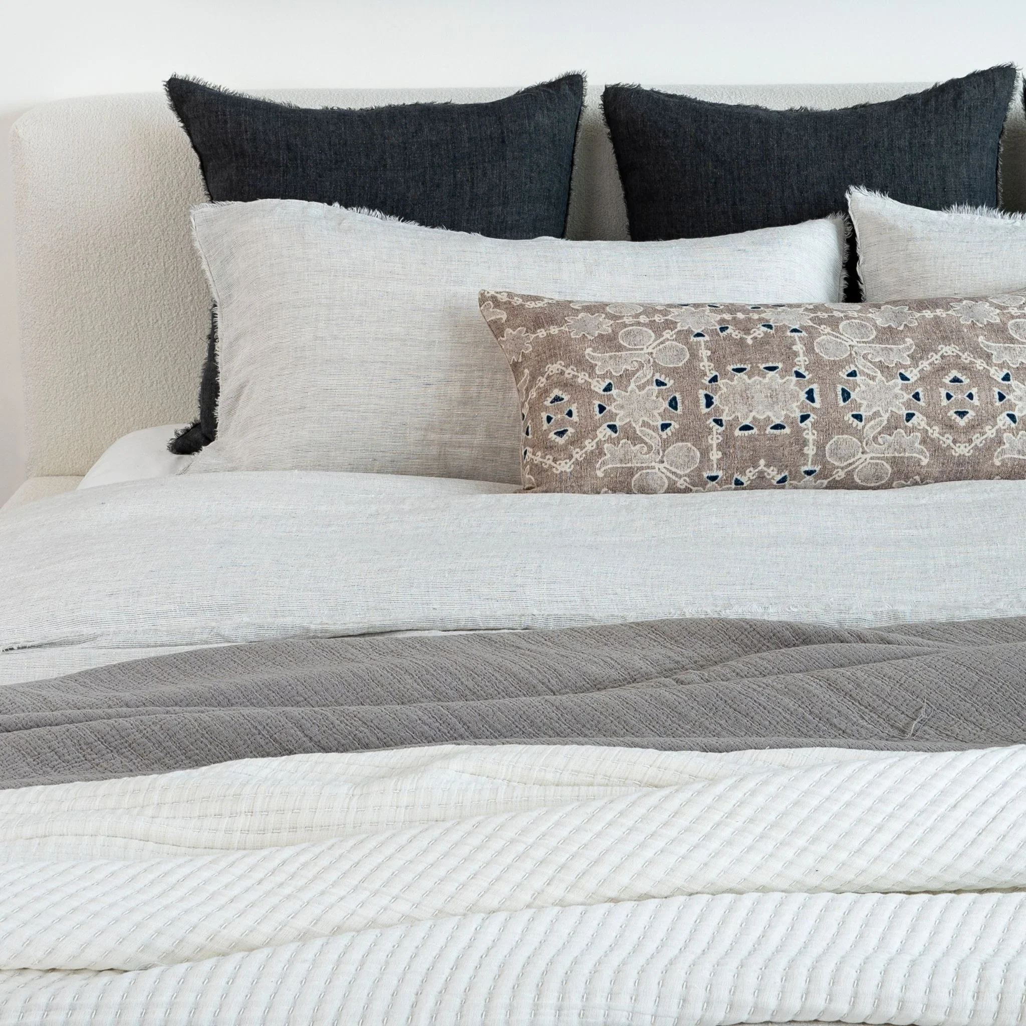 Lina Linen Charcoal Pillow - Image 3
