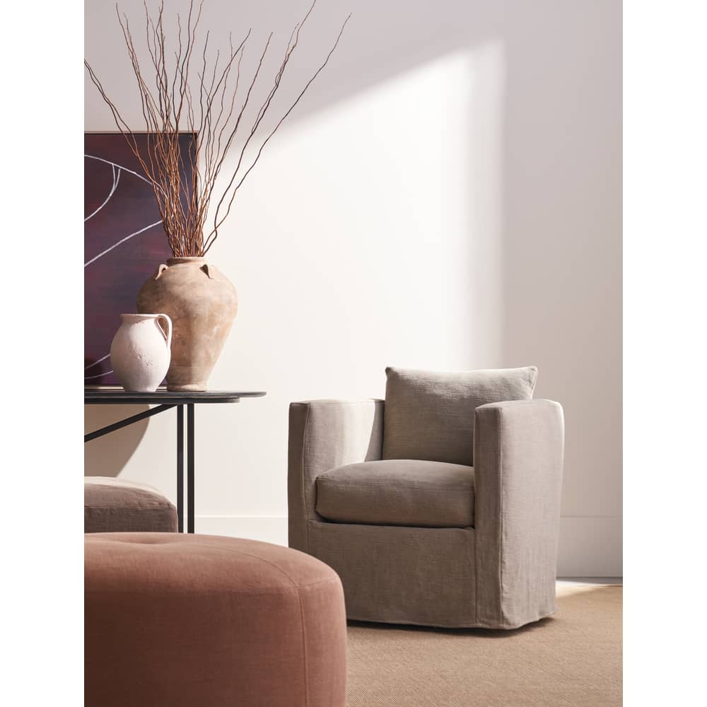 Alexander Slipcovered Swivel Chair - Image 3