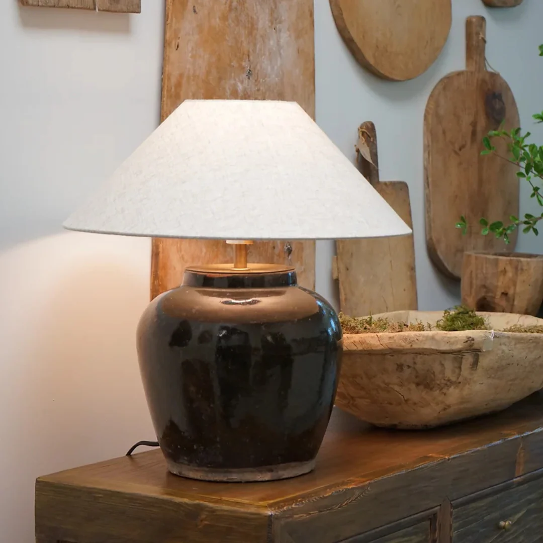 Leon Vintage Pot Lamp, Empire Shade - Image 3