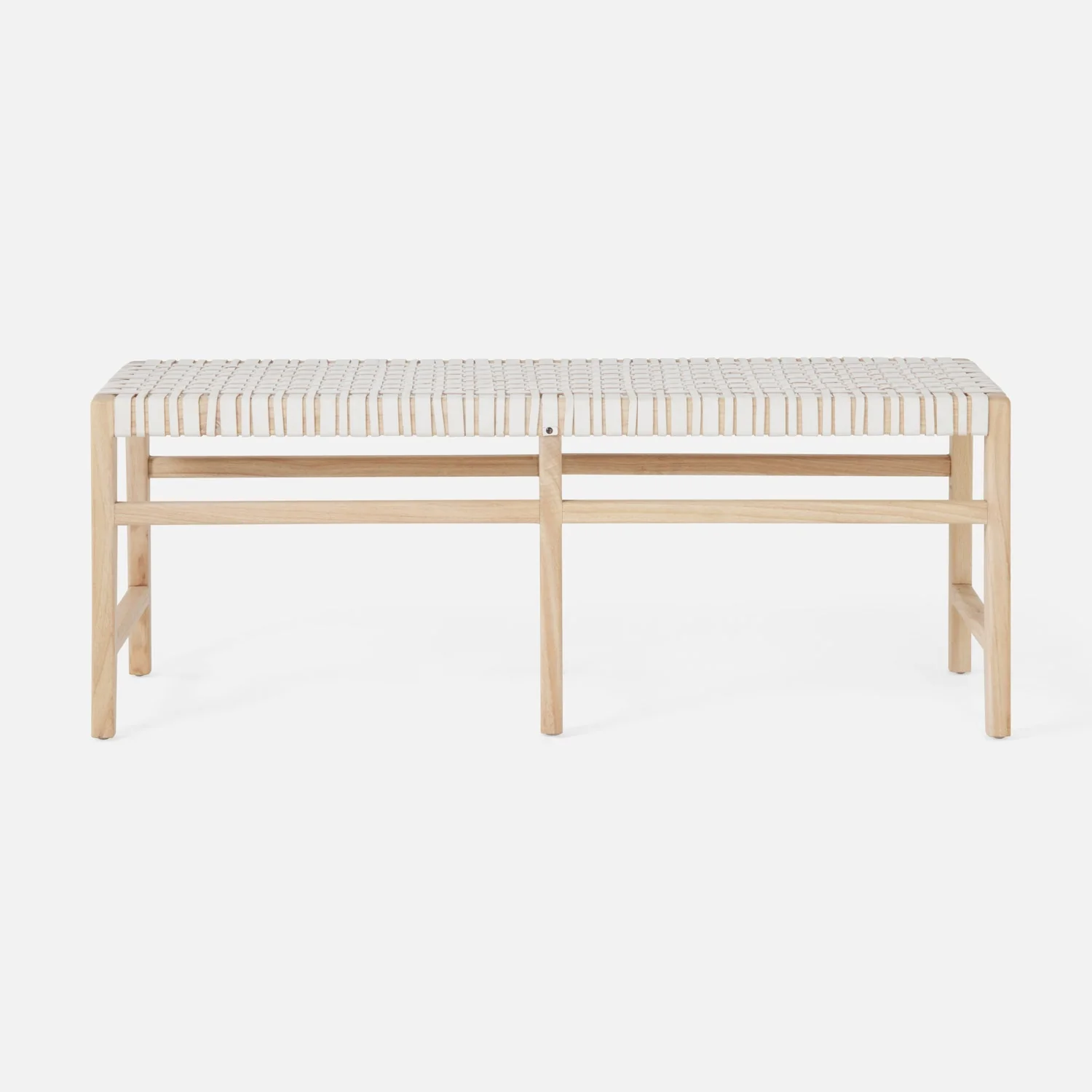 Darby Leather Wood Bench - Image 2