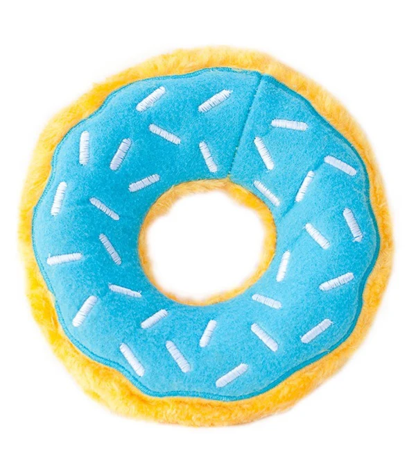 Zippy Paws Stuffing Free Donut Dog Toy  Blueberry - Image 1