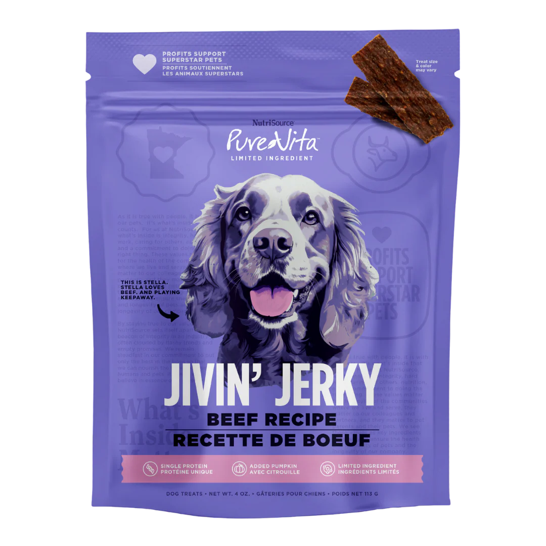 Nutrisource Jivin Jerky Strips Dog Treat Beef Recipe 4 oz - Image 1