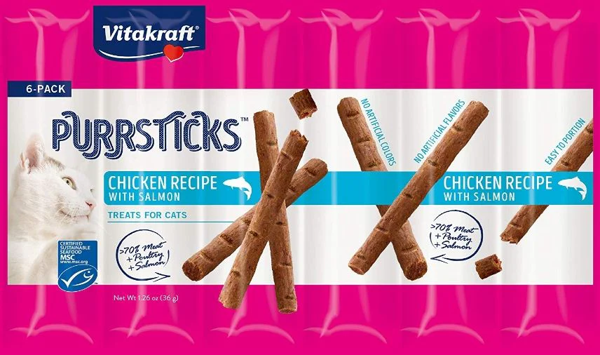 V35973 PurrSticks Chicken & Salmon Treats for Cats - 6 Count - Image 1