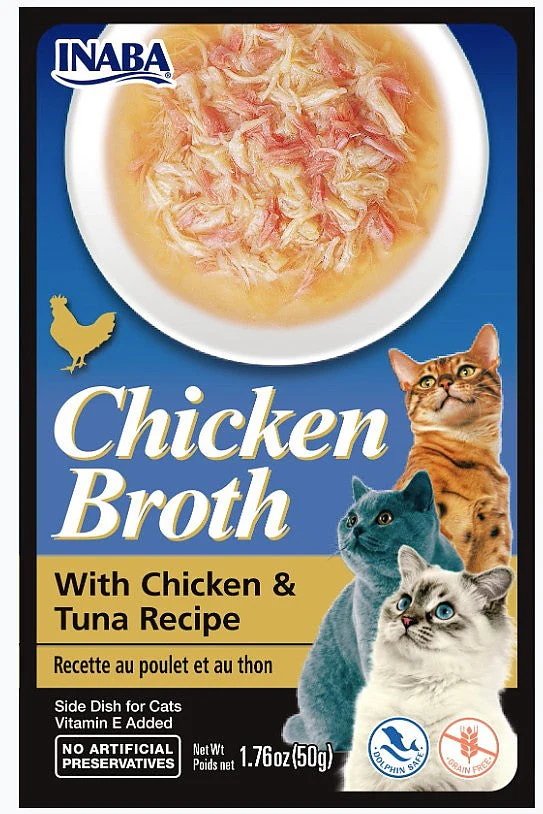Inaba 1.76oz Chicken Broth with Chicken & Tuna Recipe Side Dish for Cats - Image 1