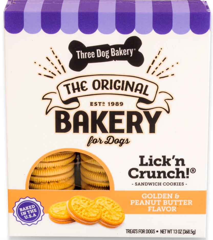 Three Dog Bakery Classic Cremes Vanilla and Peanut Butter Dry Dog Treat 13oz - Image 1