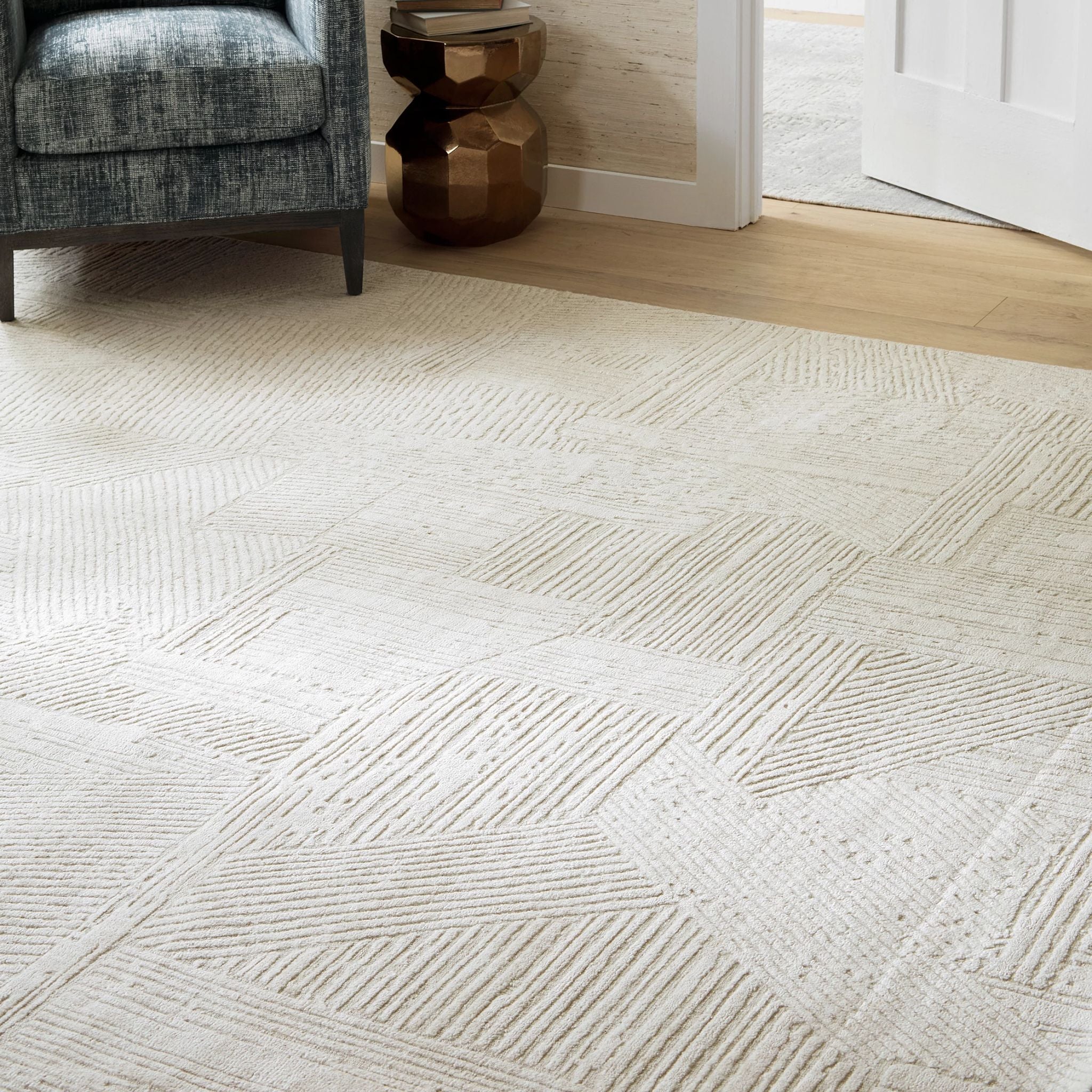 Adrian Beige Handwoven Wool Rug - Image 2