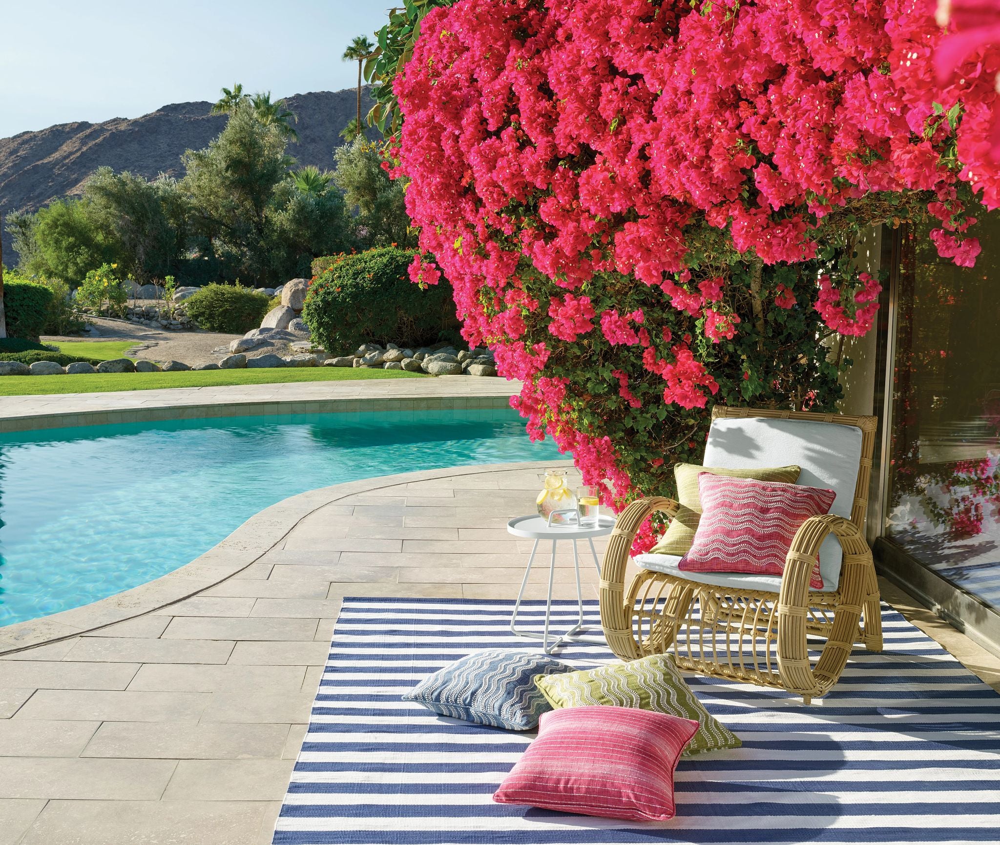 Catamaran Stripe Denim/White Handwoven Indoor/Outdoor Rug - Image 2