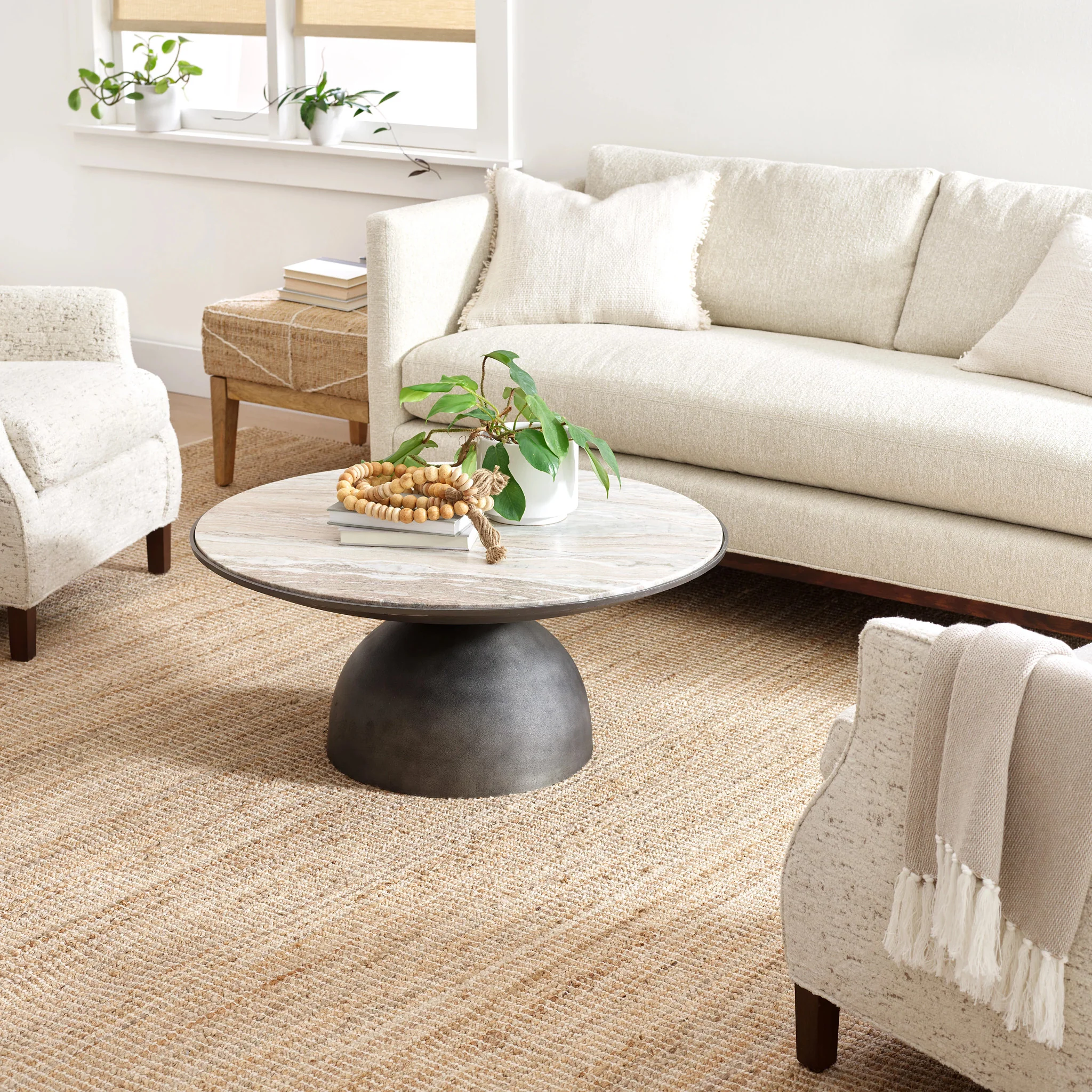 Gridwork Ivory Handwoven Jute Rug - Image 3