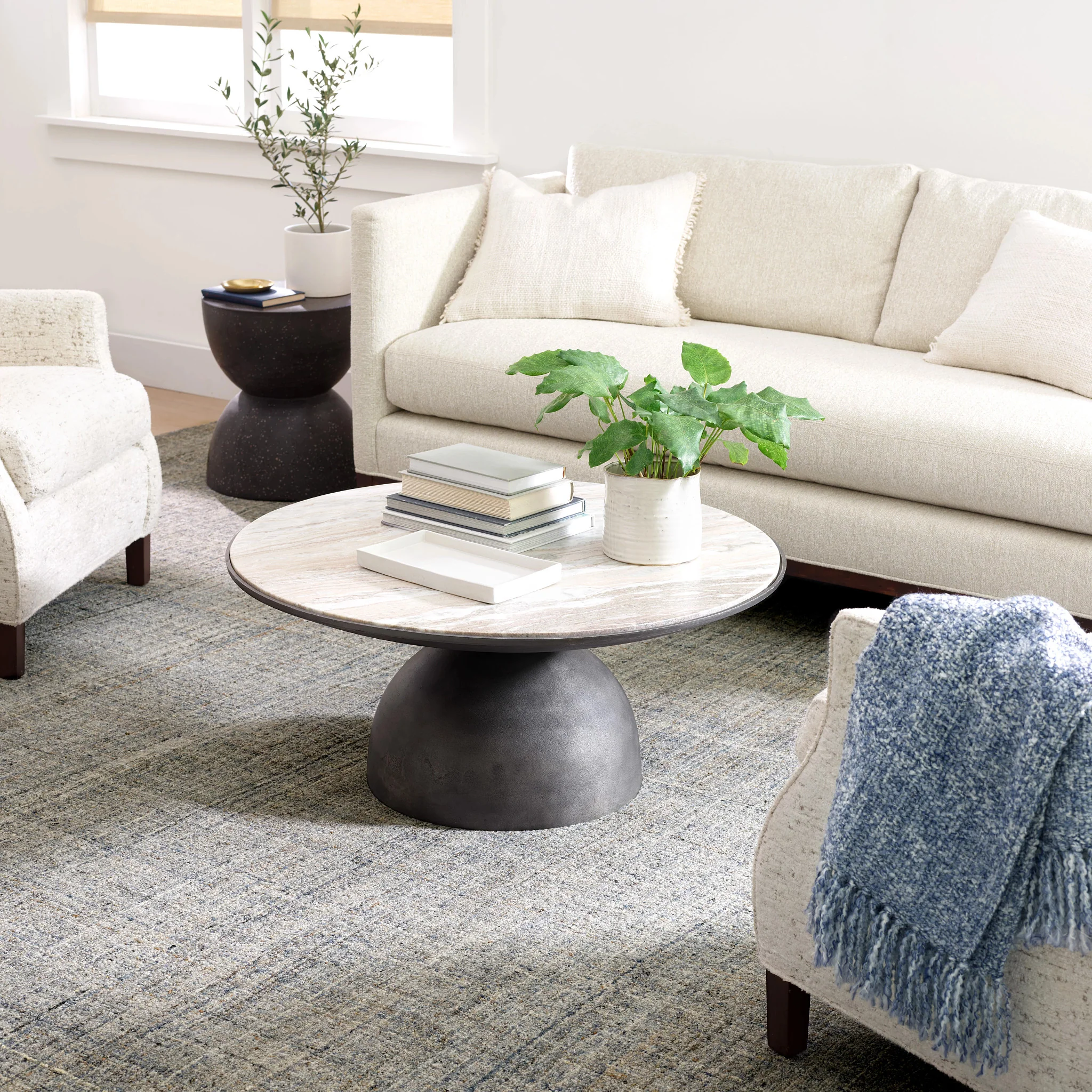 Harris Blue/Brown Hand Micro Hooked Wool Rug - Image 2