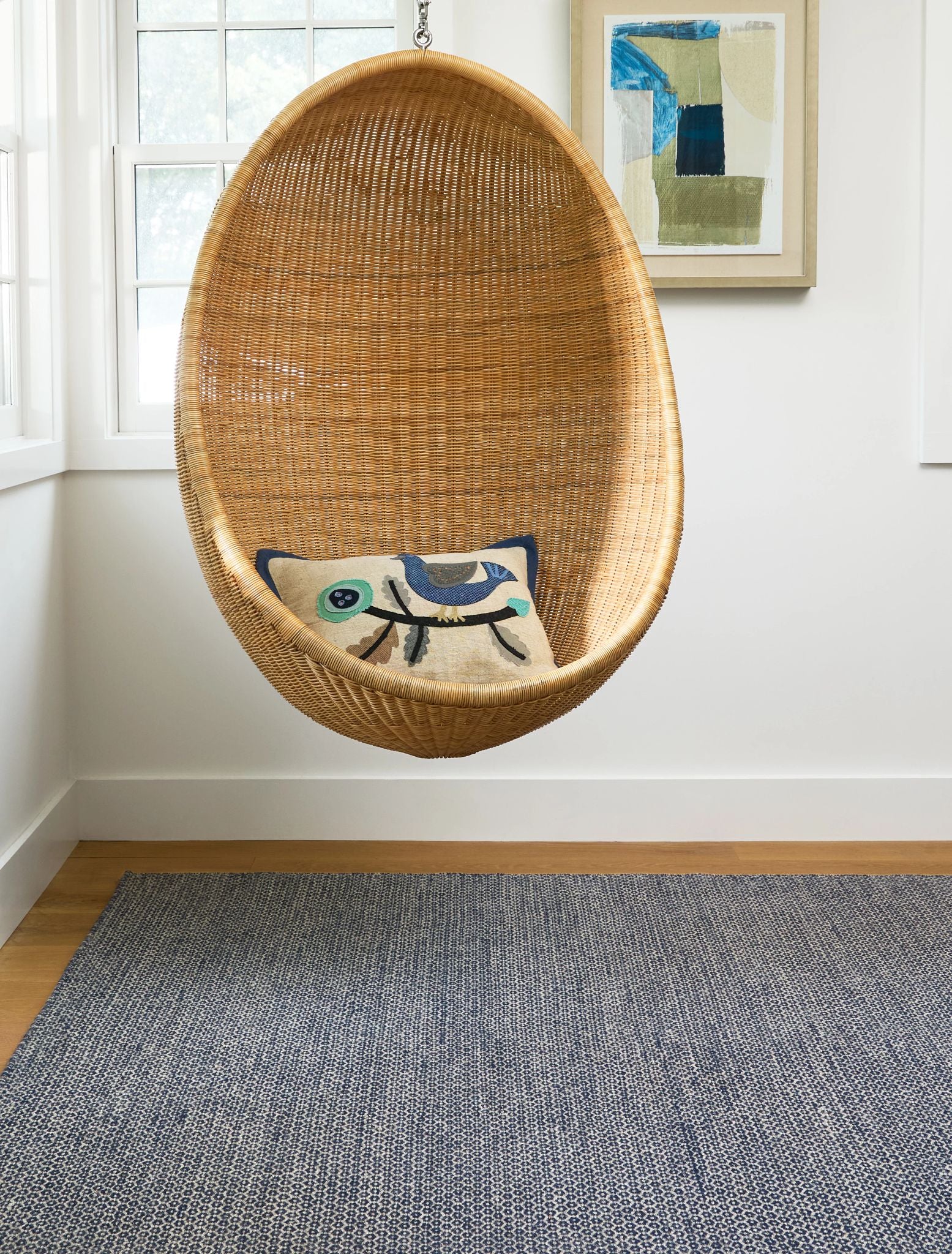Honeycomb Indigo/Grey Handwoven Wool Rug - Image 3